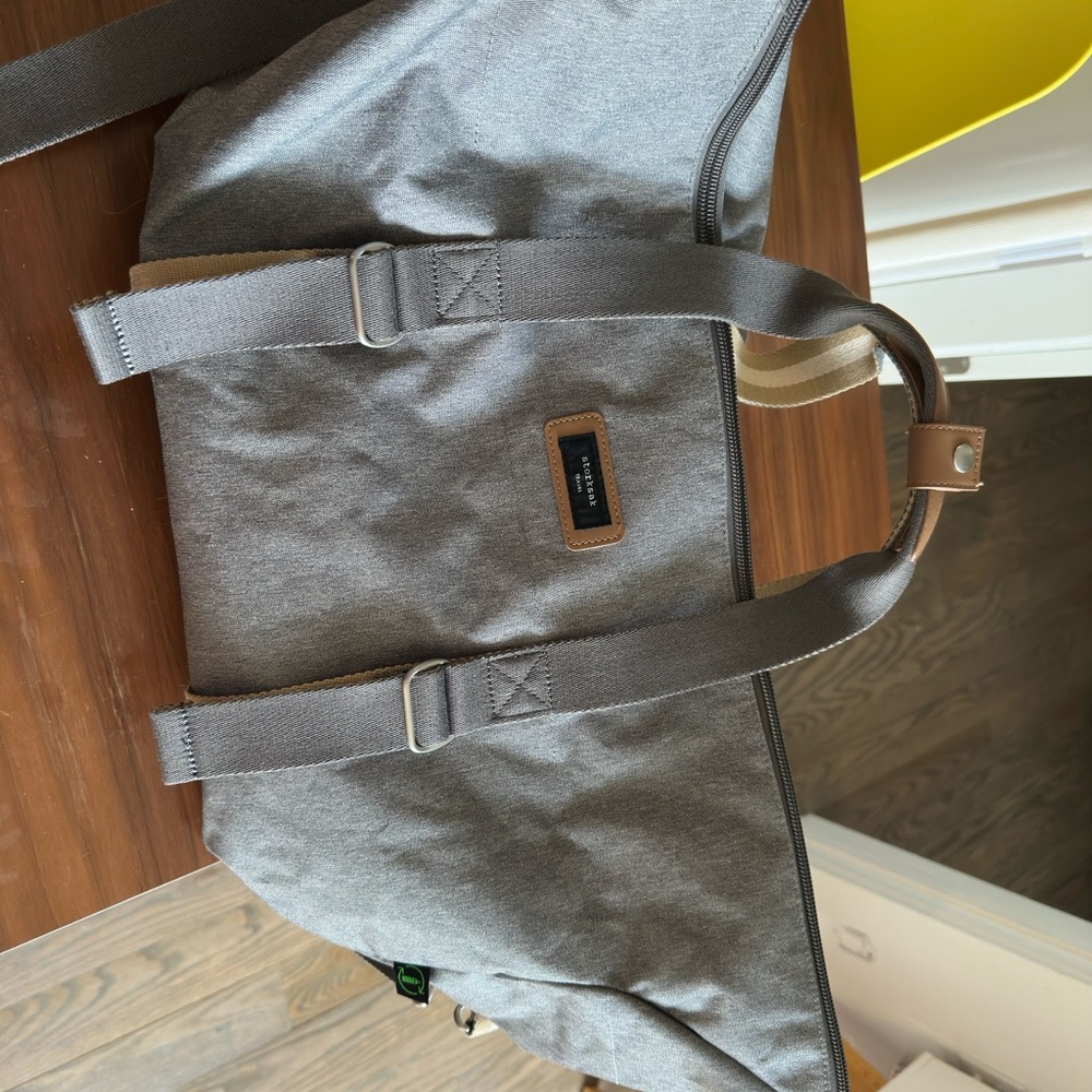 Storksak Gray and Brown Travel Bag with Durable Fabric